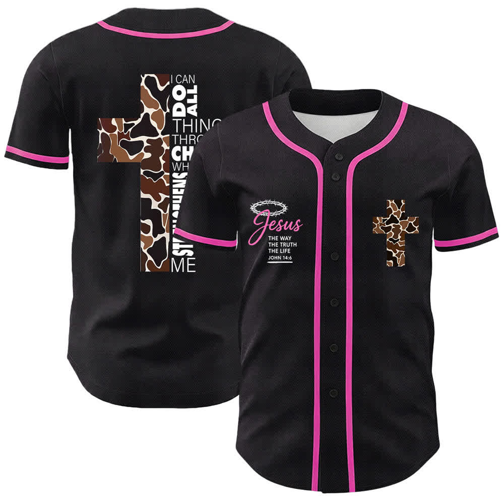 Christianartworkshop Maglia da baseball unisex con stampa leopardata e croce "Posso fare ogni cosa in Cristo" - Rosa - 5XL - image 21
