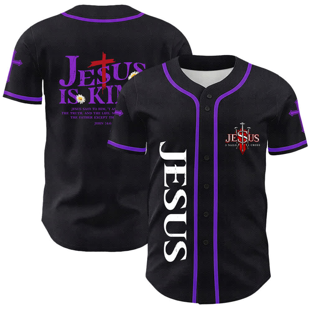 Christianartworkshop Gesù è Re Giovanni 14:6 3 Chiodi 1 Croce Maglia da baseball unisex - Viola - 5XL - image 18