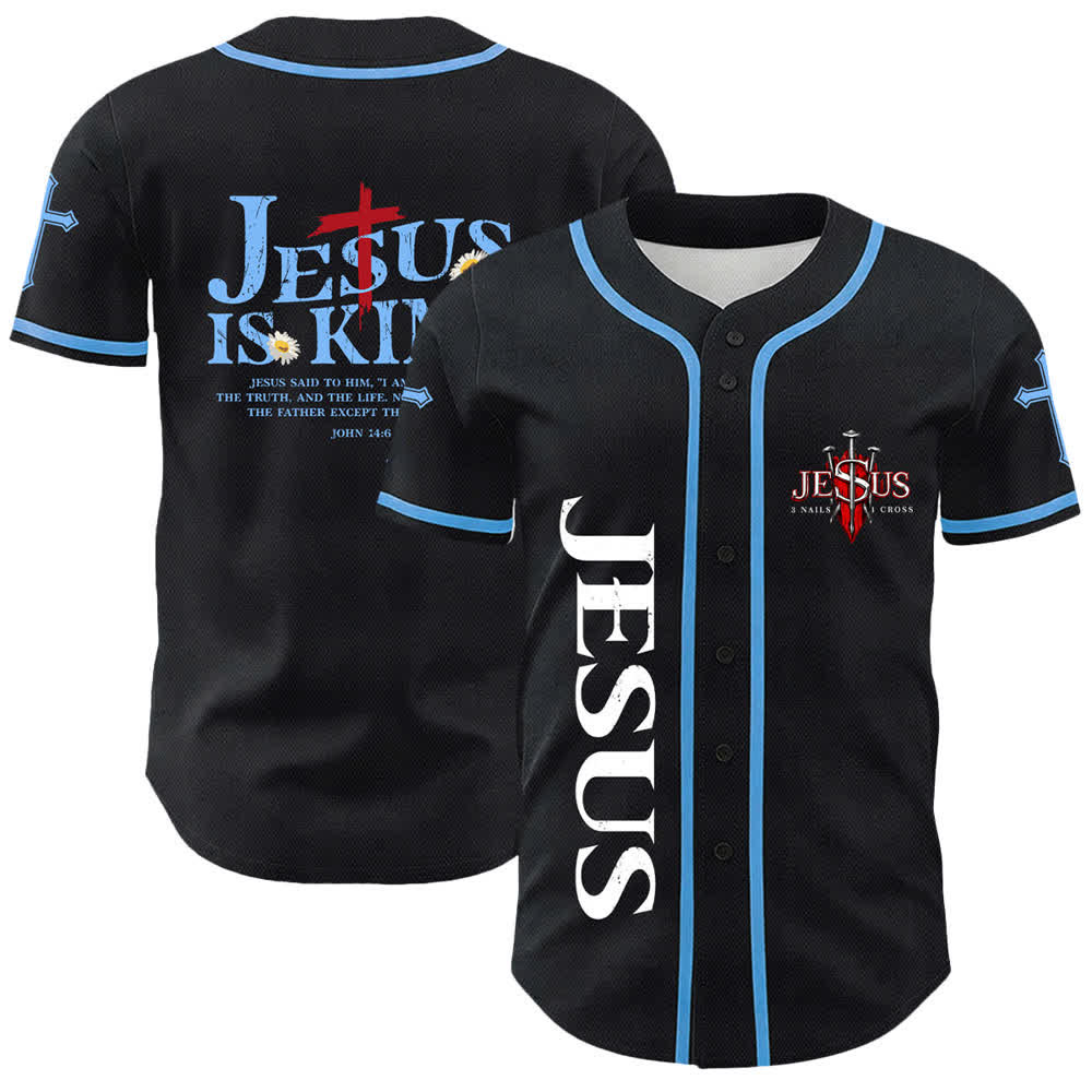 Christianartworkshop Gesù è Re Giovanni 14:6 3 Chiodi 1 Croce Maglia da baseball unisex - Blu - 5XL - image 12