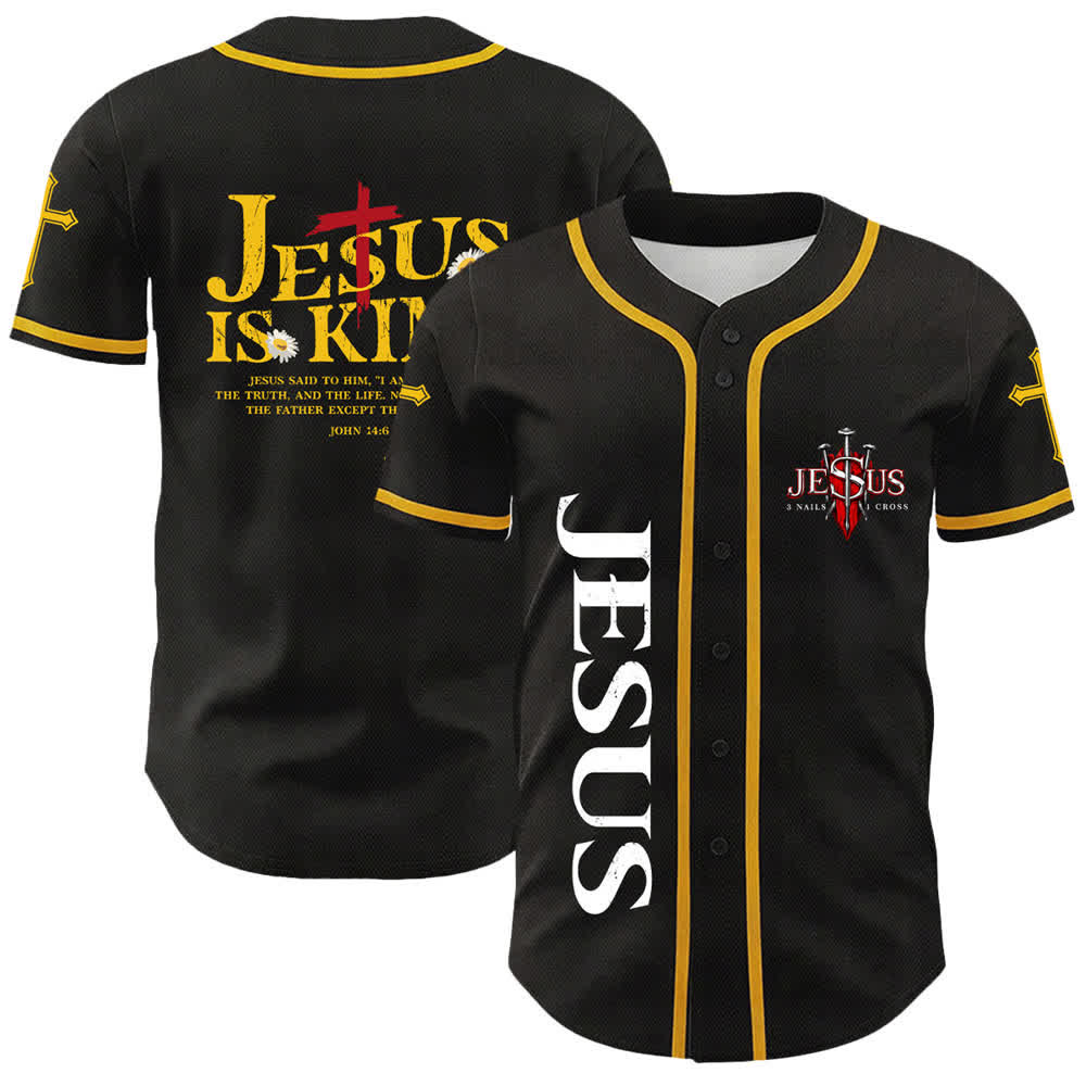 Christianartworkshop Gesù è Re Giovanni 14:6 3 Chiodi 1 Croce Maglia da baseball unisex - Giallo - 5XL - image 3