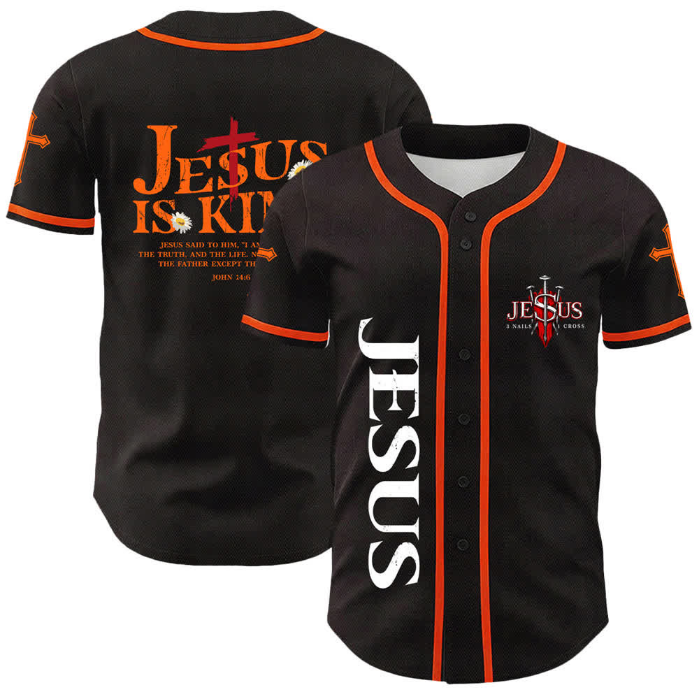 Christianartworkshop Gesù è Re Giovanni 14:6 3 Chiodi 1 Croce Maglia da baseball unisex - Arancia - 5XL - image 9
