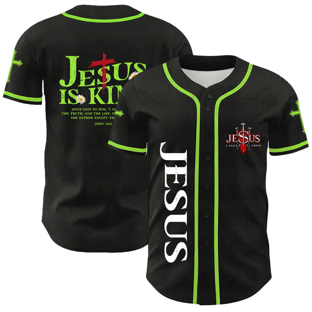 Christianartworkshop Gesù è Re Giovanni 14:6 3 Chiodi 1 Croce Maglia da baseball unisex - Verde chiaro - 5XL - image 15