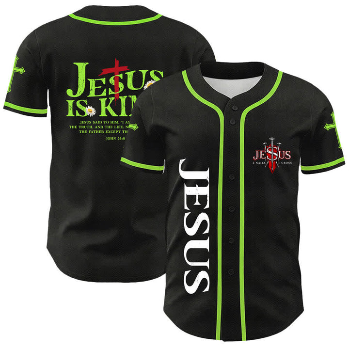 Christianartworkshop Gesù è Re Giovanni 14:6 3 Chiodi 1 Croce Maglia da baseball unisex - Verde chiaro - 5XL - image 15