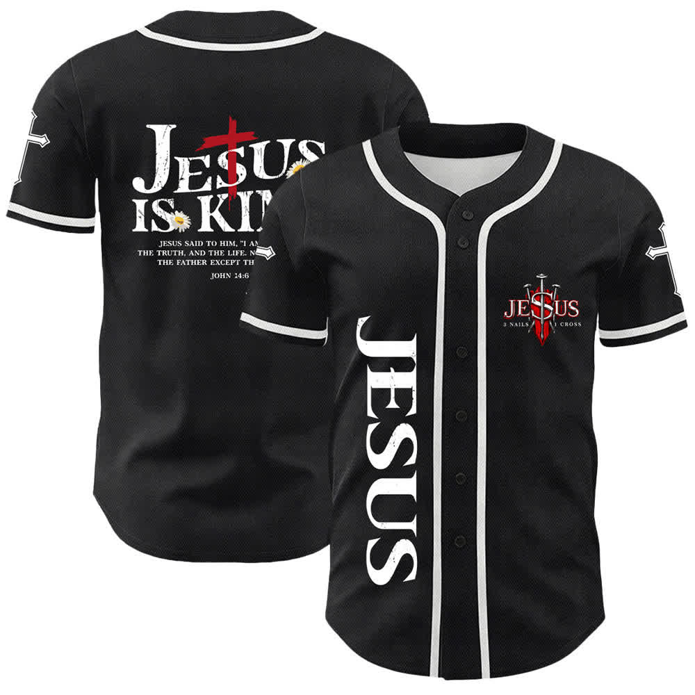 Christianartworkshop Gesù è Re Giovanni 14:6 3 Chiodi 1 Croce Maglia da baseball unisex - Bianco - 5XL - image 6