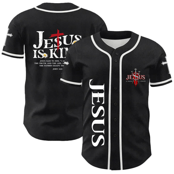 Christianartworkshop Gesù è Re Giovanni 14:6 3 Chiodi 1 Croce Maglia da baseball unisex - Bianco - 5XL - image 6