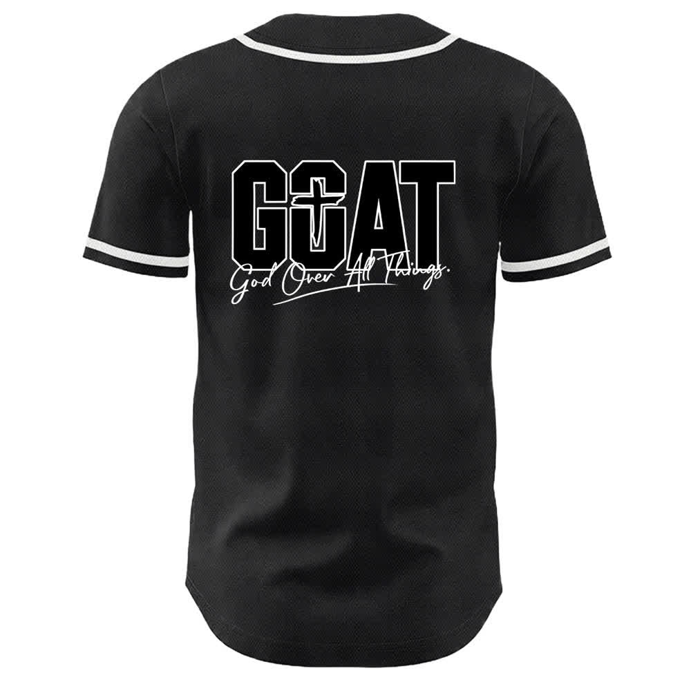Christianartworkshop GOAT Dio sopra ogni cosa Semplice croce Maglia da baseball unisex - image 4