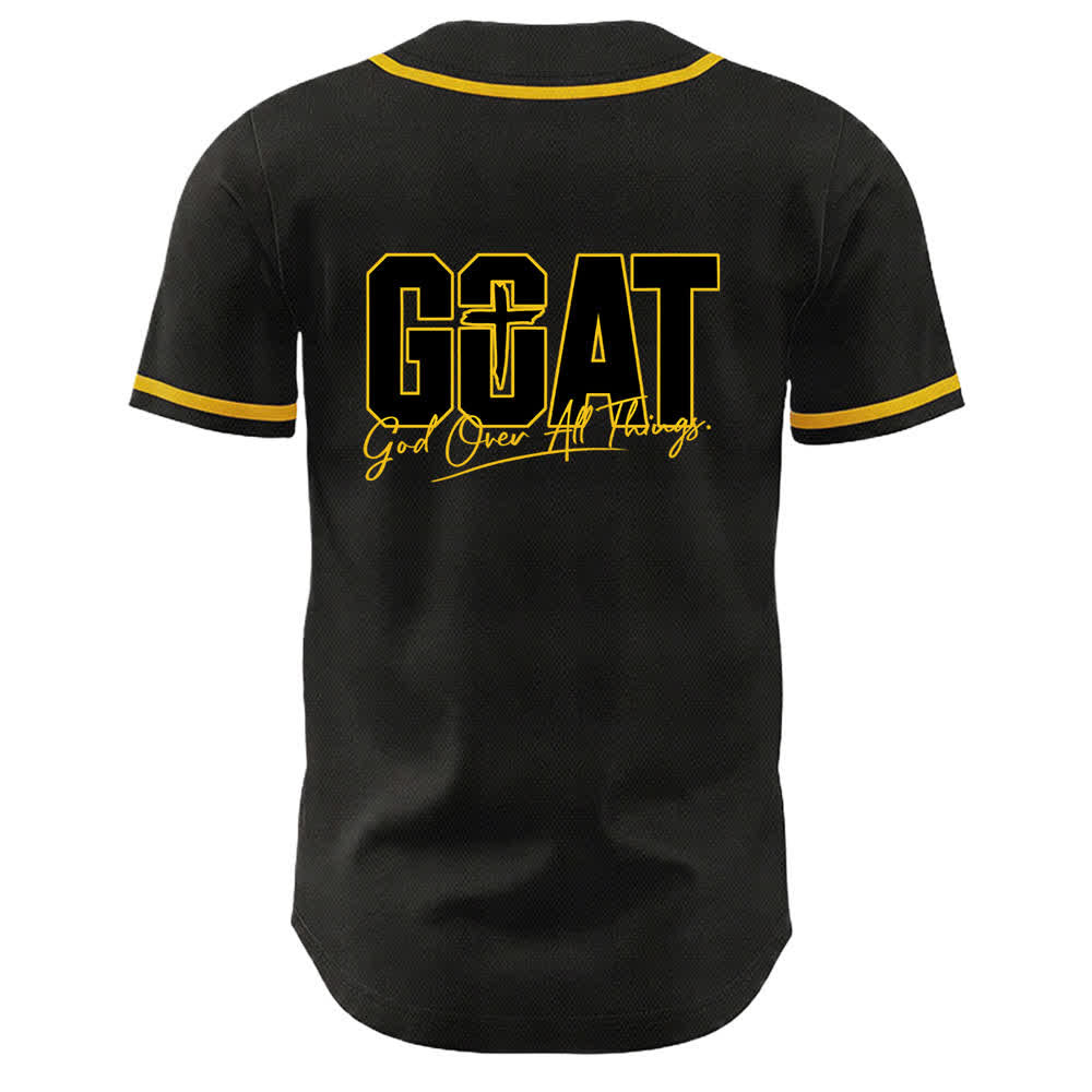 Christianartworkshop GOAT Dio sopra ogni cosa Semplice croce Maglia da baseball unisex - image 1