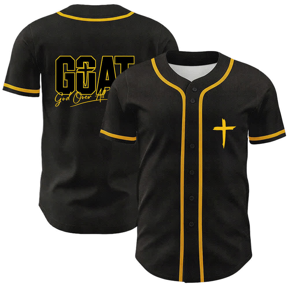 Christianartworkshop GOAT Dio sopra ogni cosa Semplice croce Maglia da baseball unisex - Giallo - 5XL - image 0