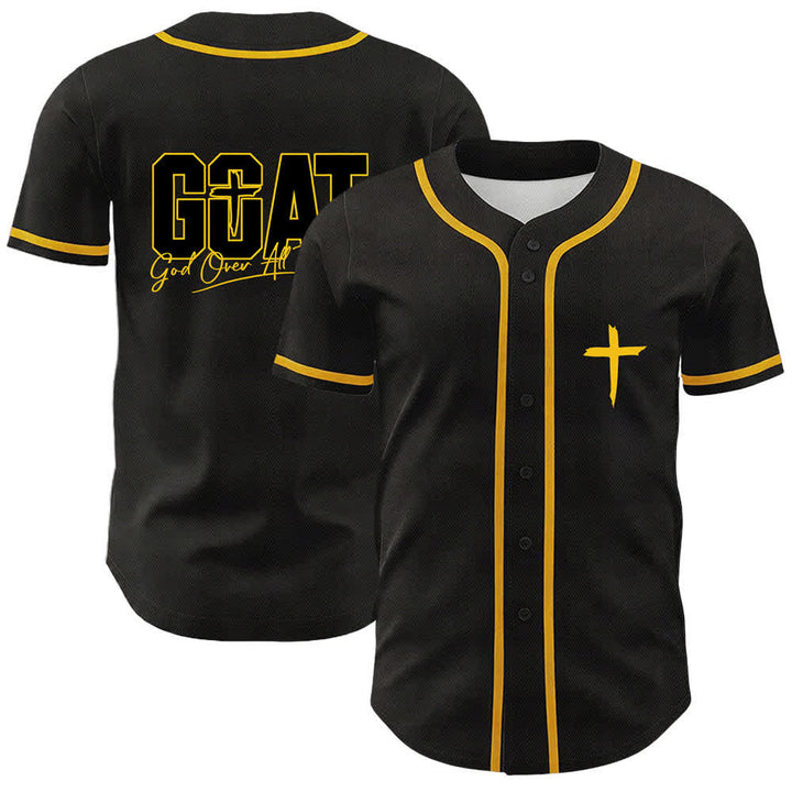 Christianartworkshop GOAT Dio sopra ogni cosa Semplice croce Maglia da baseball unisex - Giallo - 5XL - image 0