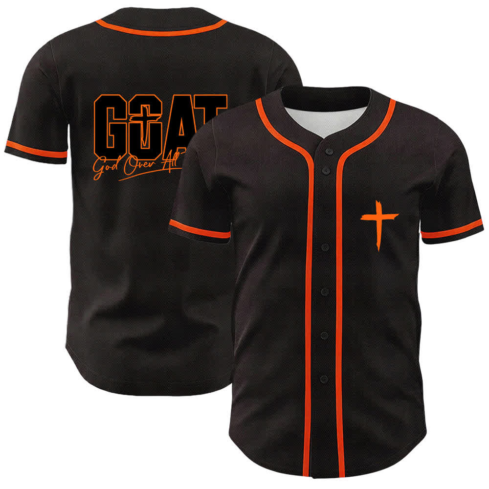 Christianartworkshop GOAT Dio sopra ogni cosa Semplice croce Maglia da baseball unisex - Arancia - 5XL - image 9