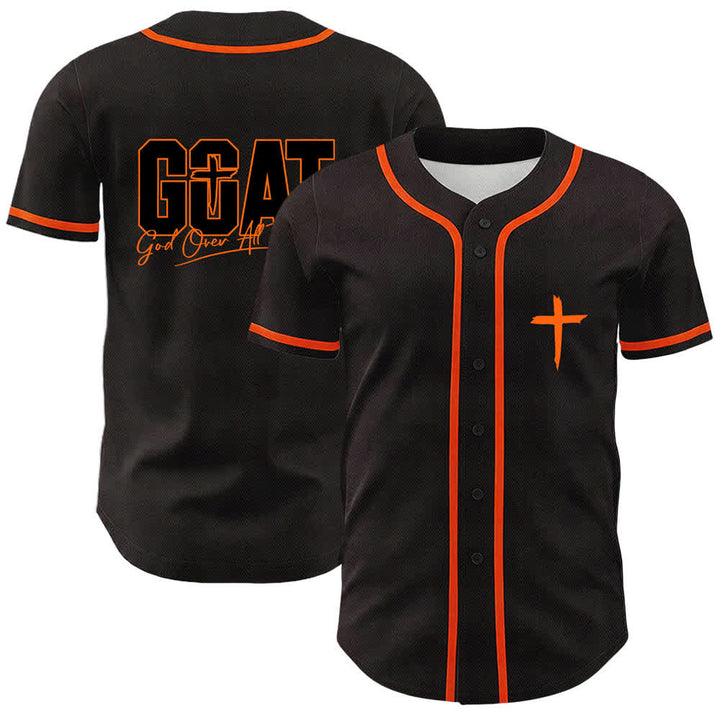Christianartworkshop GOAT Dio sopra ogni cosa Semplice croce Maglia da baseball unisex - Arancia - 5XL - image 9