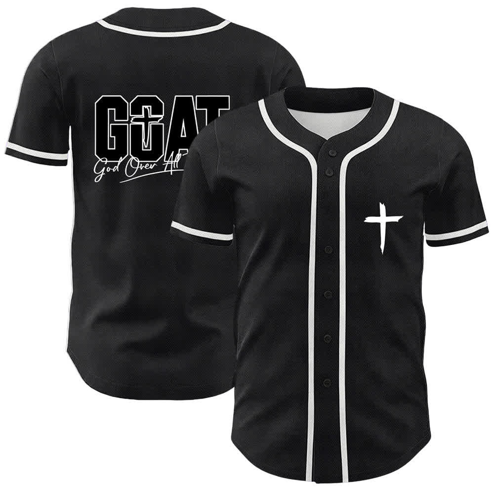 Christianartworkshop GOAT Dio sopra ogni cosa Semplice croce Maglia da baseball unisex - Bianco - 5XL - image 3