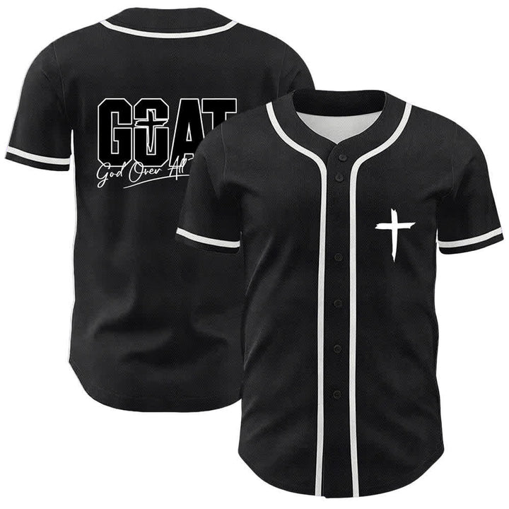 Christianartworkshop GOAT Dio sopra ogni cosa Semplice croce Maglia da baseball unisex - Bianco - 5XL - image 3