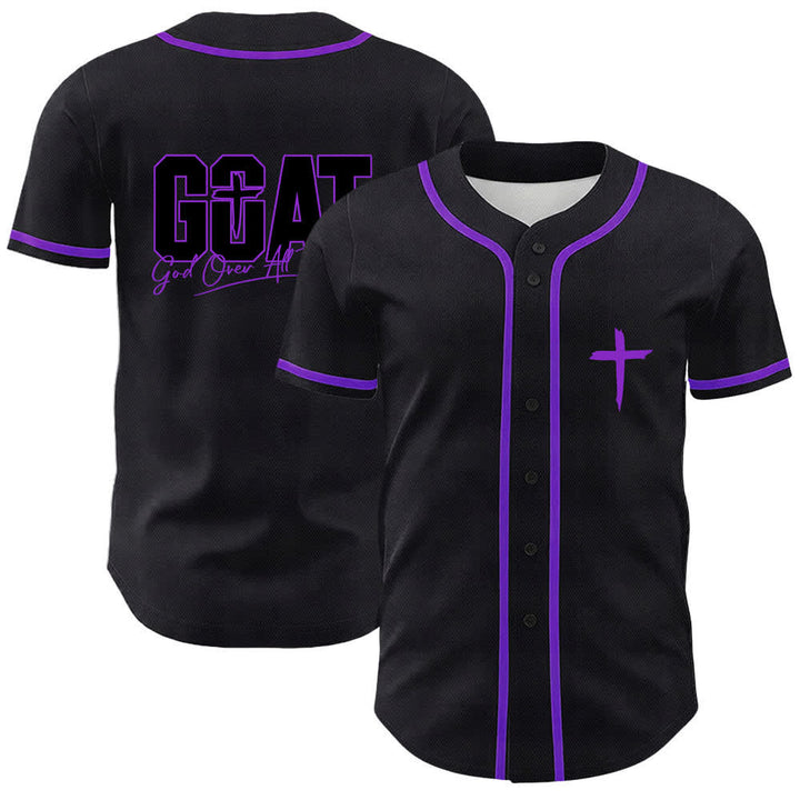 Christianartworkshop GOAT Dio sopra ogni cosa Semplice croce Maglia da baseball unisex - Viola - 5XL - image 18