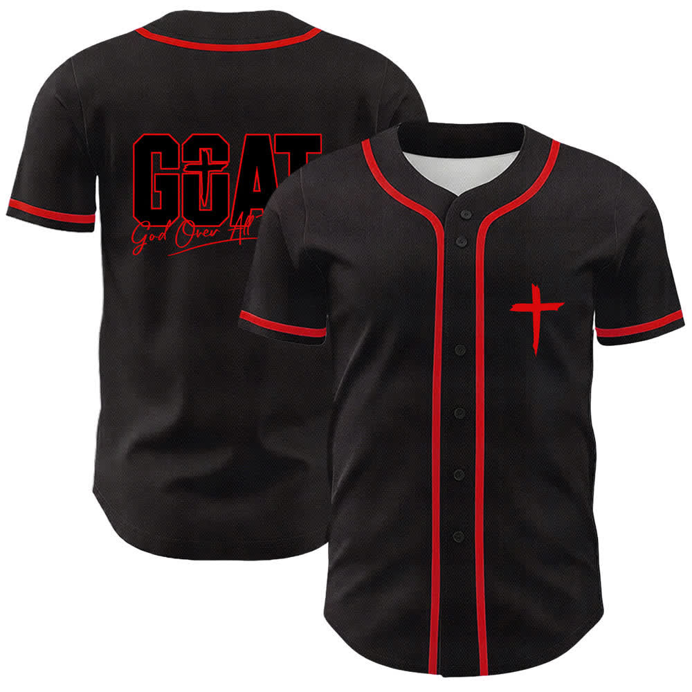 Christianartworkshop GOAT Dio sopra ogni cosa Semplice croce Maglia da baseball unisex - Rosso - 5XL - image 6