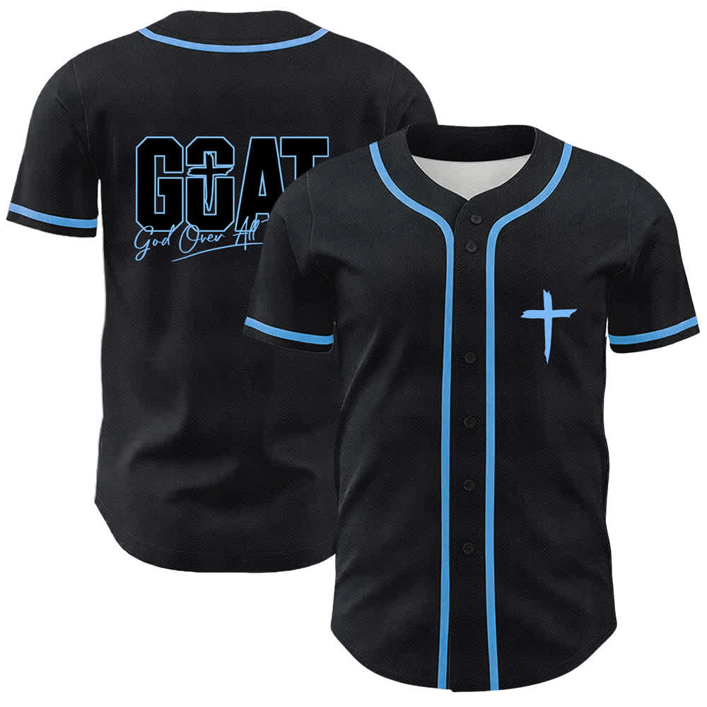 Christianartworkshop GOAT Dio sopra ogni cosa Semplice croce Maglia da baseball unisex - Blu - 5XL - image 12