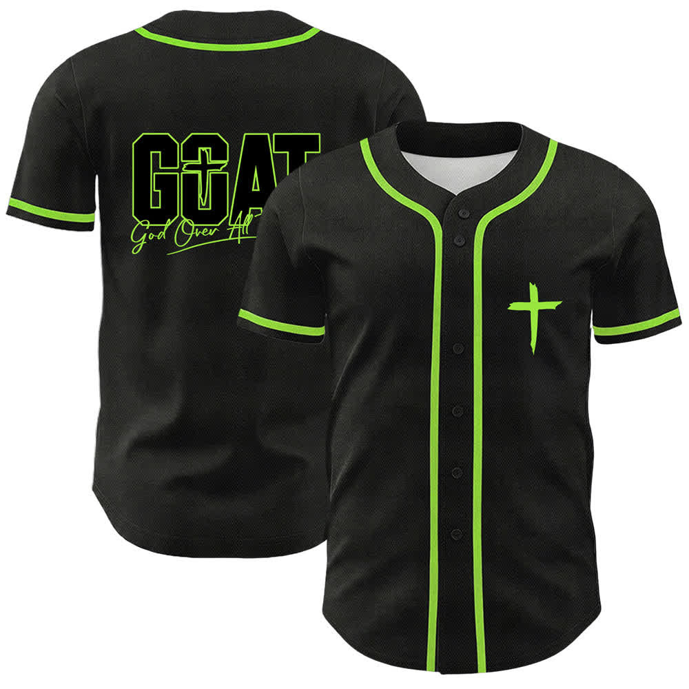 Christianartworkshop GOAT Dio sopra ogni cosa Semplice croce Maglia da baseball unisex - Verde chiaro - 5XL - image 15