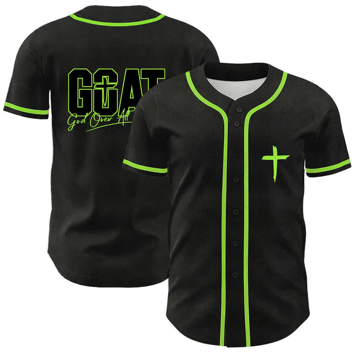 Christianartworkshop GOAT Dio sopra ogni cosa Semplice croce Maglia da baseball unisex - Verde chiaro - 5XL - image 15