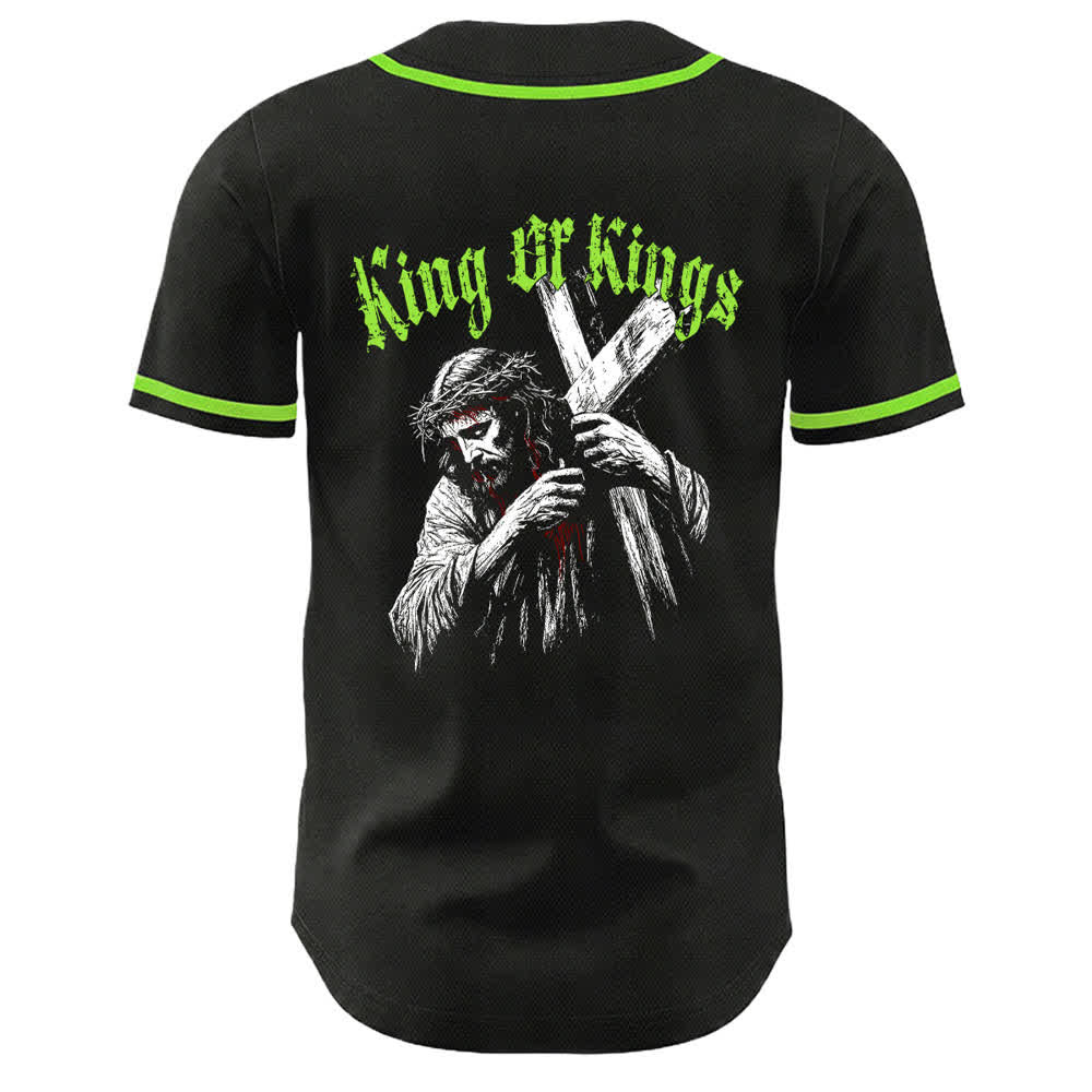 Christianartworkshop King Of Kings Number 33 Jesus Portrying Cross Maglia da baseball unisex - image 17