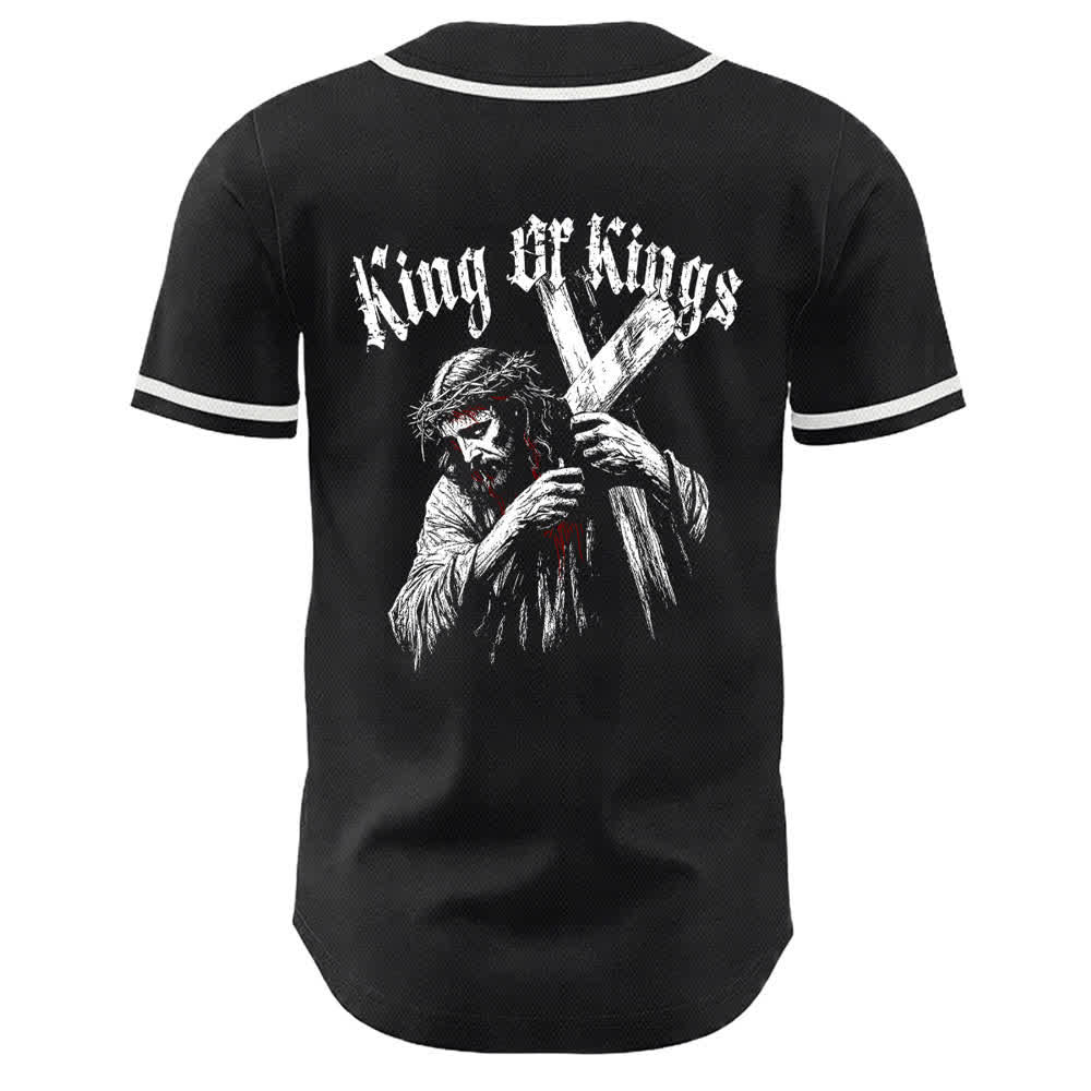 Christianartworkshop King Of Kings Number 33 Jesus Portrying Cross Maglia da baseball unisex - image 5