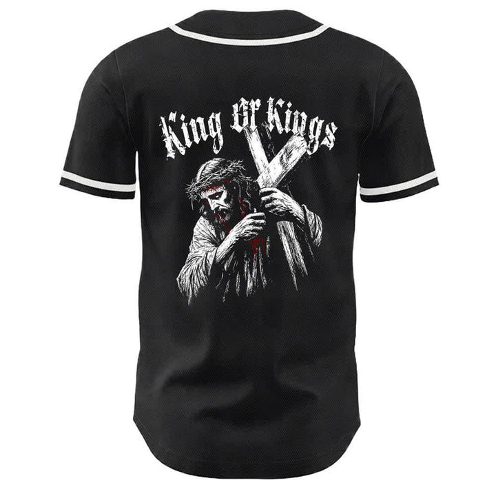 Christianartworkshop King Of Kings Number 33 Jesus Portrying Cross Maglia da baseball unisex - image 5