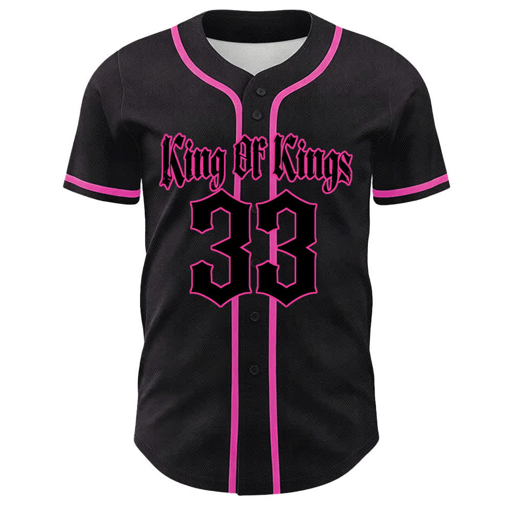 Christianartworkshop King Of Kings Number 33 Jesus Portrying Cross Maglia da baseball unisex - Rosa - 5XL - image 21