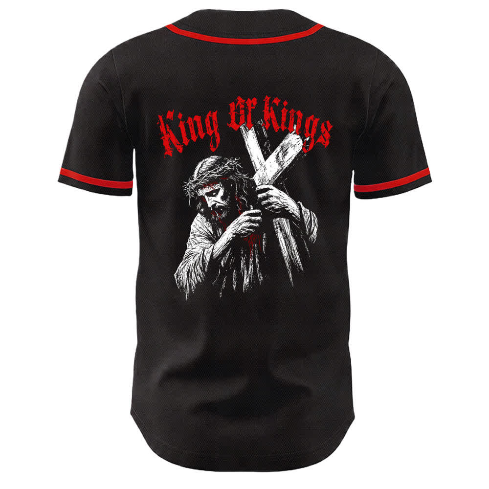 Christianartworkshop King Of Kings Number 33 Jesus Portrying Cross Maglia da baseball unisex - image 8