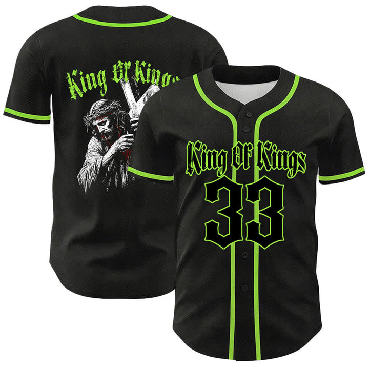 Christianartworkshop King Of Kings Number 33 Jesus Portrying Cross Maglia da baseball unisex - Verde chiaro - 5XL - image 15