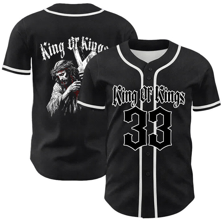 Christianartworkshop King Of Kings Number 33 Jesus Portrying Cross Maglia da baseball unisex - Bianco - 5XL - image 3