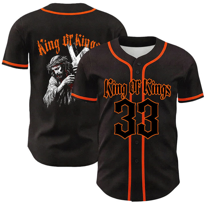 Christianartworkshop King Of Kings Number 33 Jesus Portrying Cross Maglia da baseball unisex - Arancia - 5XL - image 9