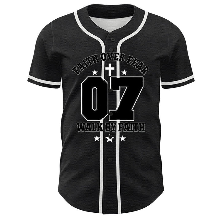 Christianartworkshop La fede vince la paura Camminata attraverso la paura Numero 07 Maglia da baseball unisex con croce di colomba - image 4