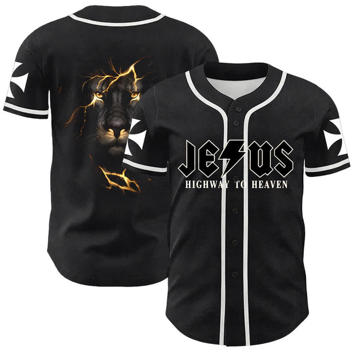 Christianartworkshop Jesus Highway To Heaven Lion Of Judah Unisex Baseball Jersey - Bianco - 5XL - image 3