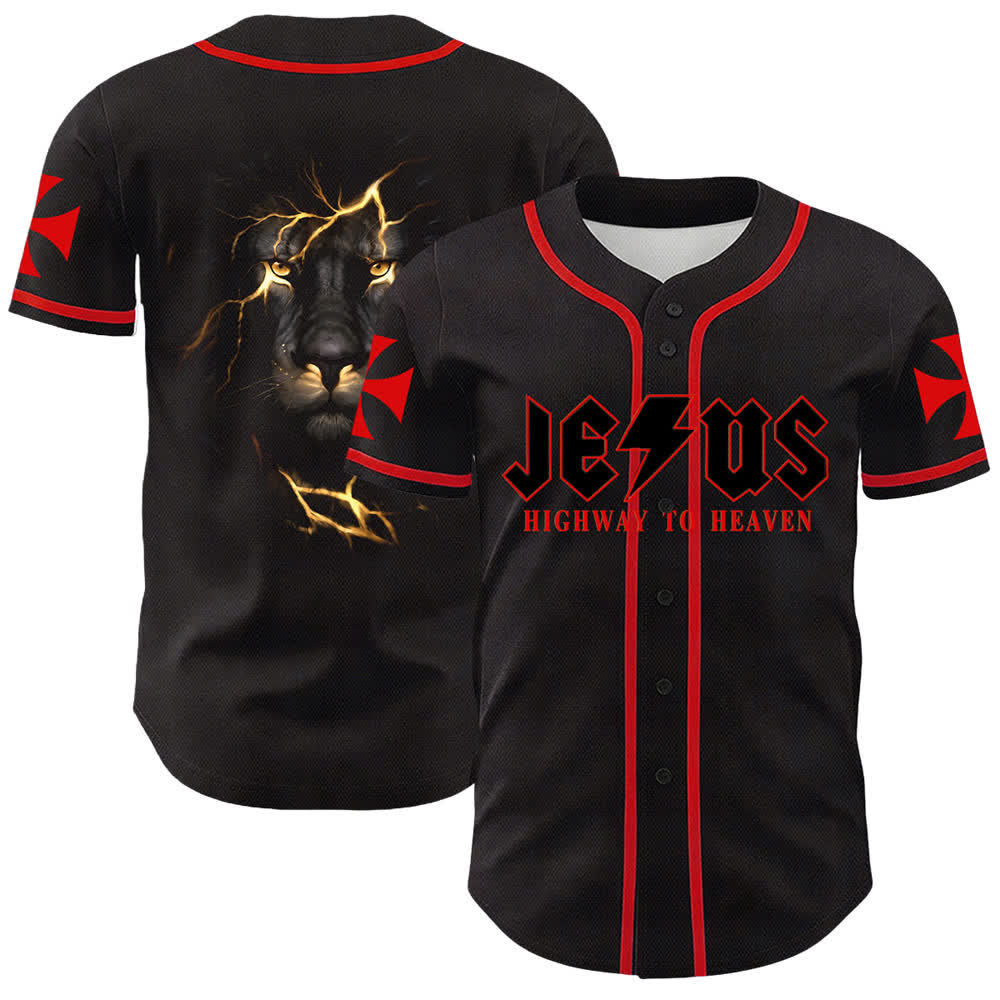 Christianartworkshop Jesus Highway To Heaven Lion Of Judah Unisex Baseball Jersey - Rosso - 5XL - image 6
