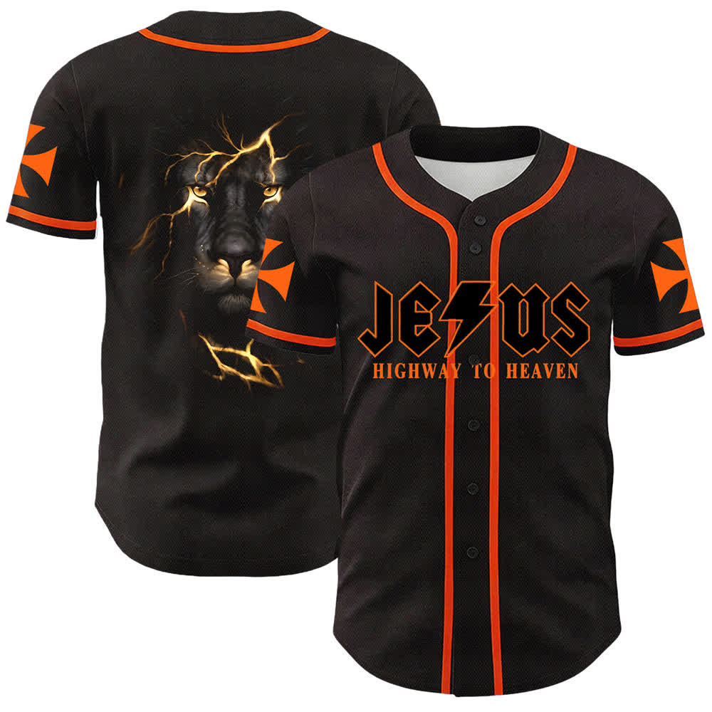 Christianartworkshop Jesus Highway To Heaven Lion Of Judah Unisex Baseball Jersey - Arancia - 5XL - image 9
