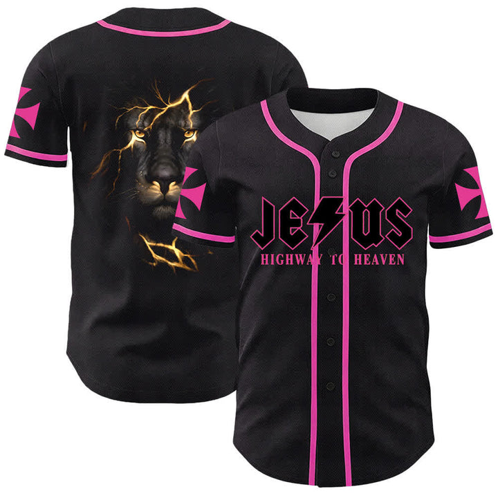 Christianartworkshop Jesus Highway To Heaven Lion Of Judah Unisex Baseball Jersey - Rosa - 5XL - image 21