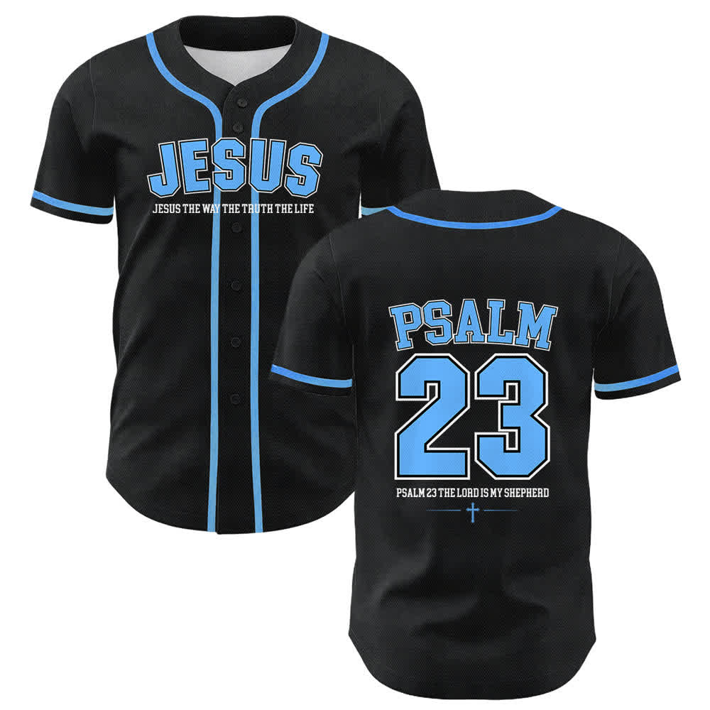 Christianartworkshop Gesù Salmo 23 Il Signore è il mio pastore Maglia da baseball unisex - Blu - 5XL - image 3