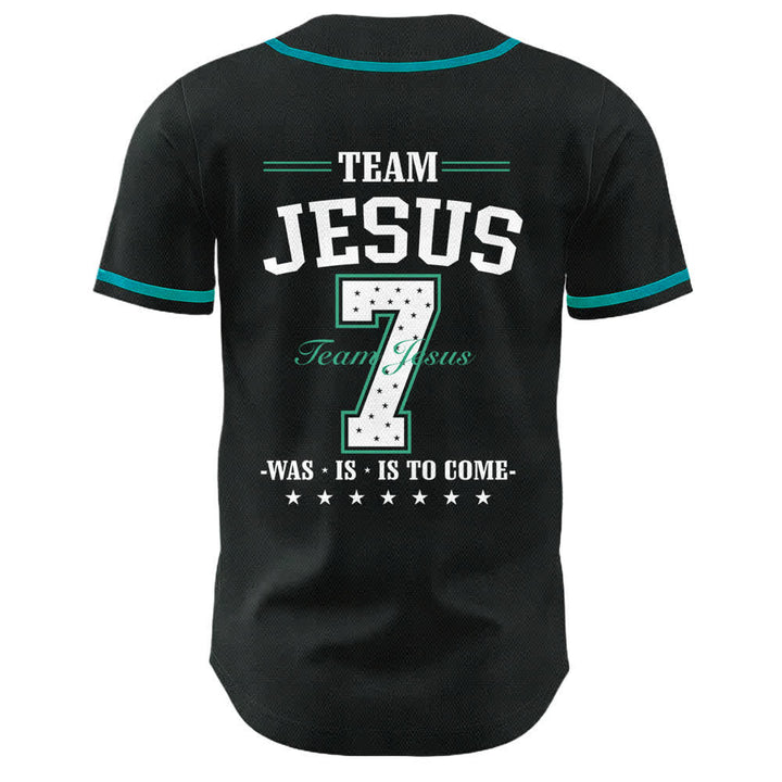 Maglia da baseball unisex Christianartworkshop Team Jesus Number 7 Was Is To Come - image 25