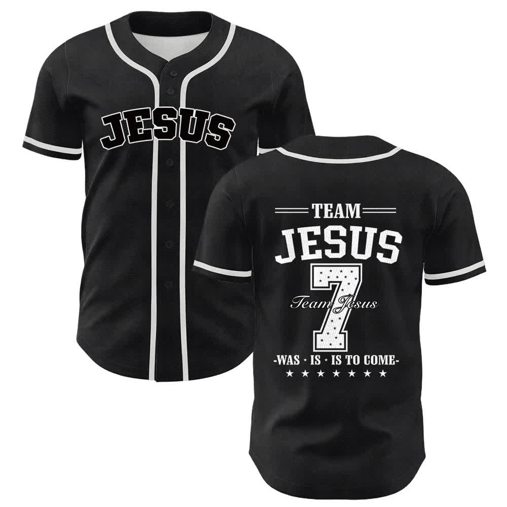 Maglia da baseball unisex Christianartworkshop Team Jesus Number 7 Was Is To Come - Bianco - 5XL - image 6