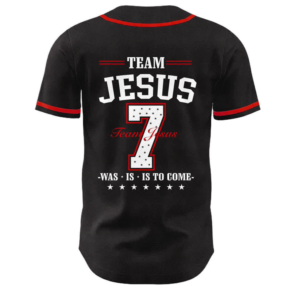 Maglia da baseball unisex Christianartworkshop Team Jesus Number 7 Was Is To Come - image 13
