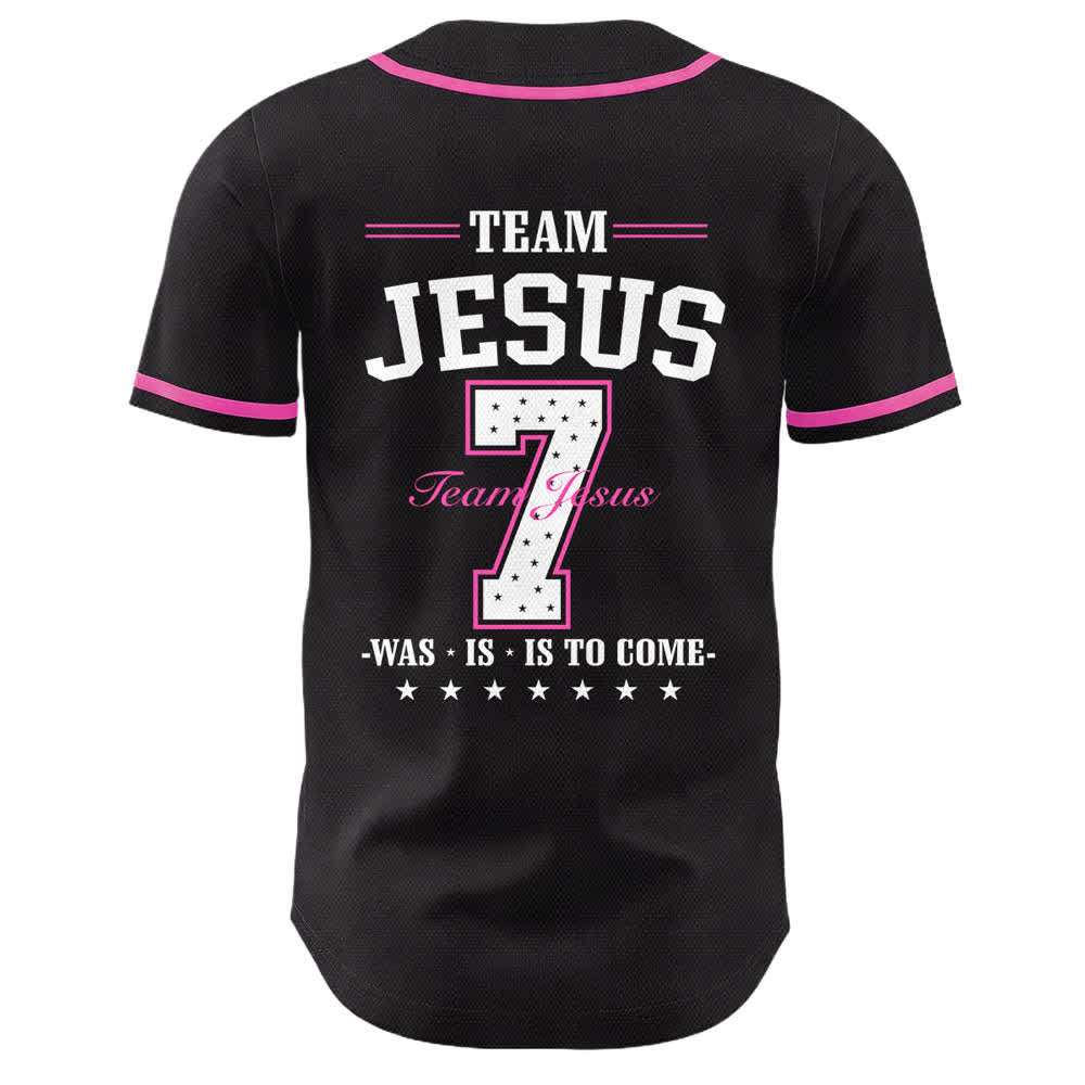 Maglia da baseball unisex Christianartworkshop Team Jesus Number 7 Was Is To Come - image 10