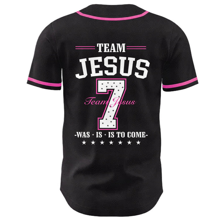 Maglia da baseball unisex Christianartworkshop Team Jesus Number 7 Was Is To Come - image 10