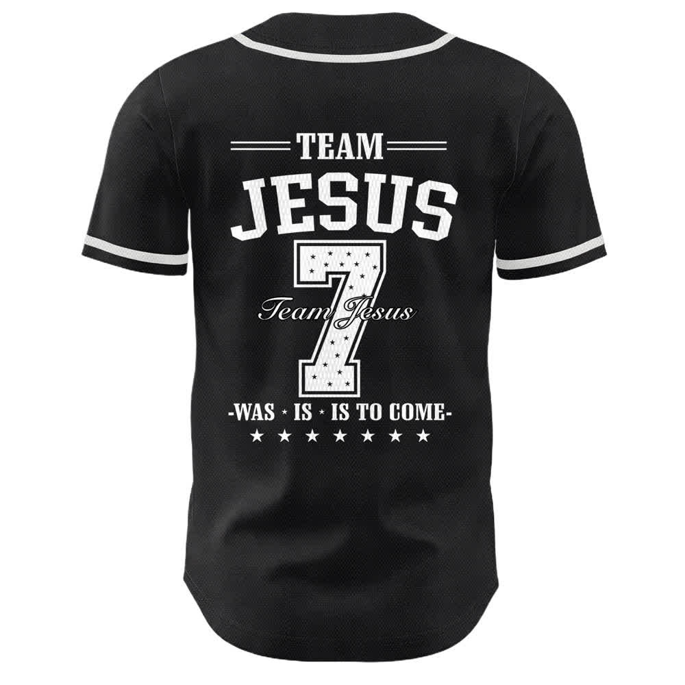 Maglia da baseball unisex Christianartworkshop Team Jesus Number 7 Was Is To Come - image 7