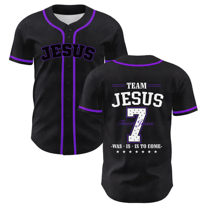 Maglia da baseball unisex Christianartworkshop Team Jesus Number 7 Was Is To Come - Viola - 5XL - image 21
