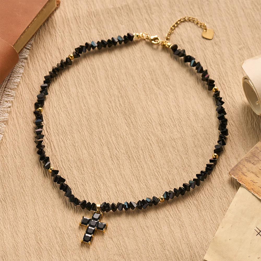 Christianartworkshop Bracciale con ciondolo a croce e perline di cristallo sfaccettate: emblema di una scintillante benedizione celeste. - image 13