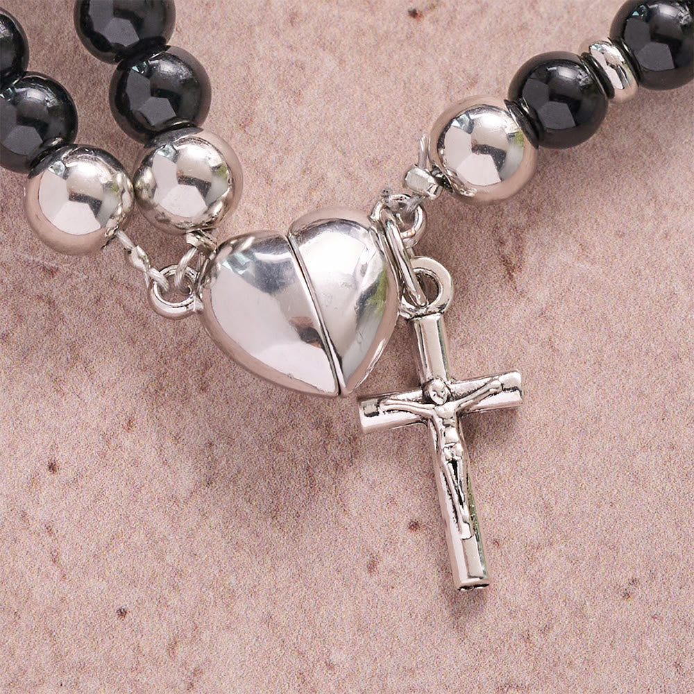 Christianartworkshop Bracciale avvolgente con perline rotonde, croce e medaglia sacra: emblema della pura misericordia celeste. - image 10