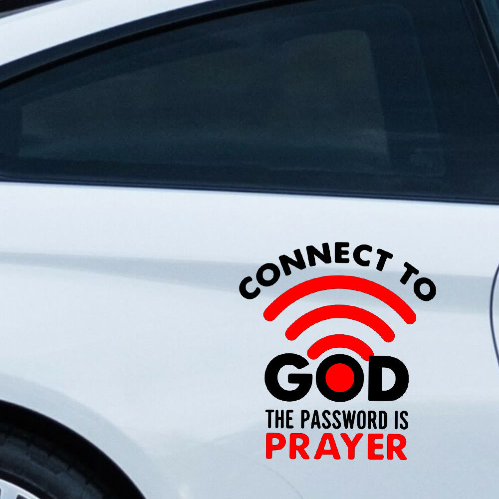 Christianartworkshop Adesivo per auto con simbolo WiFi, preghiera e connessione: emblema della gioiosa comunione celeste. - image 4
