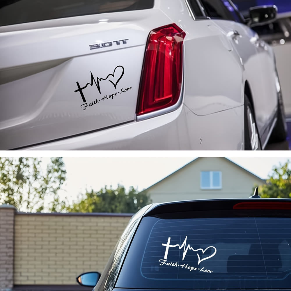 Christianartworkshop Adesivo per auto Lifeline Cross Heart Faith Hope Love: Emblema di completa benedizione celeste - image 2