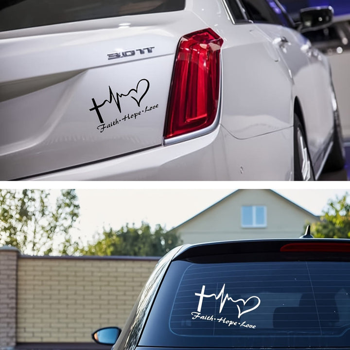 Christianartworkshop Adesivo per auto Lifeline Cross Heart Faith Hope Love: Emblema di completa benedizione celeste - image 2