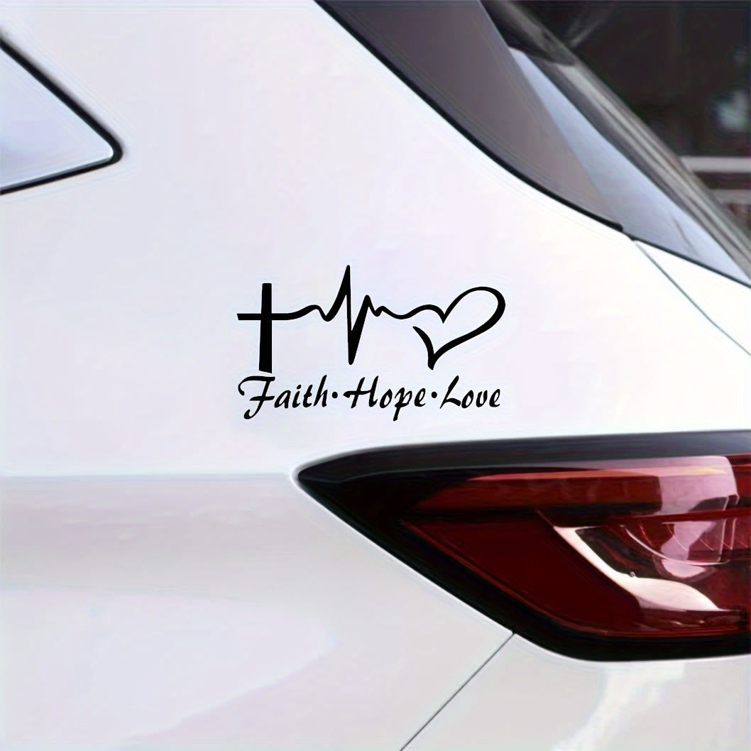 Christianartworkshop Adesivo per auto Lifeline Cross Heart Faith Hope Love: Emblema di completa benedizione celeste - Nero - Set da 10 - image 3