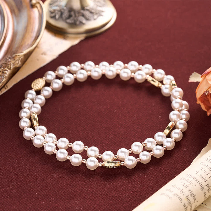 Christianartworkshop Bracciale rosario con perle a più anelli e medaglia della Madonna in rilievo: emblema della dolce misericordia celeste. - image 4